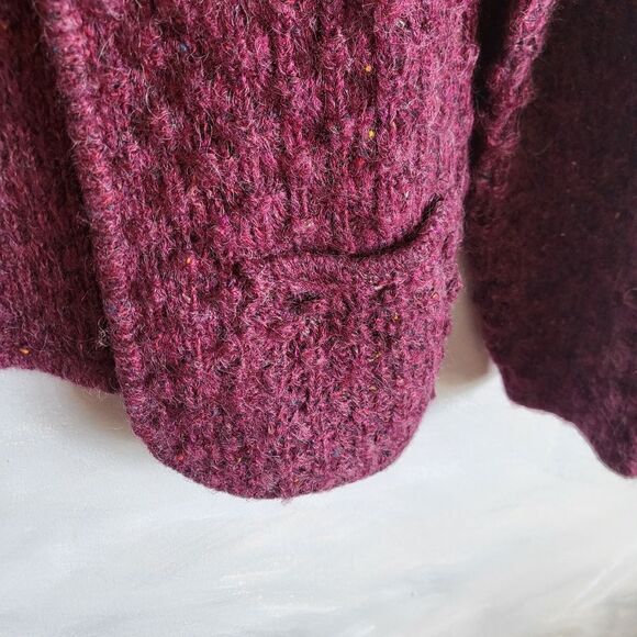 Harrington Square Plum Wool Blend Chunky Knit Open Cardigan Size M - Picture 5 of 10